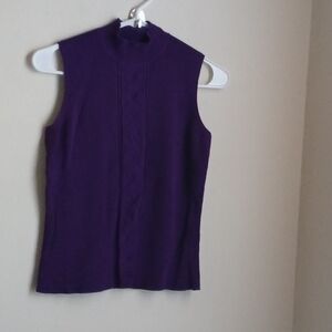 R.Q.T Petite Blouse Women PL Purple Sleeveless Preppy Academia Versatile Office
